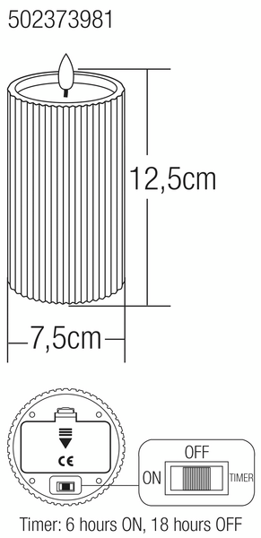 Led-vahakynttilä Cello Vekki 12,5cm musta