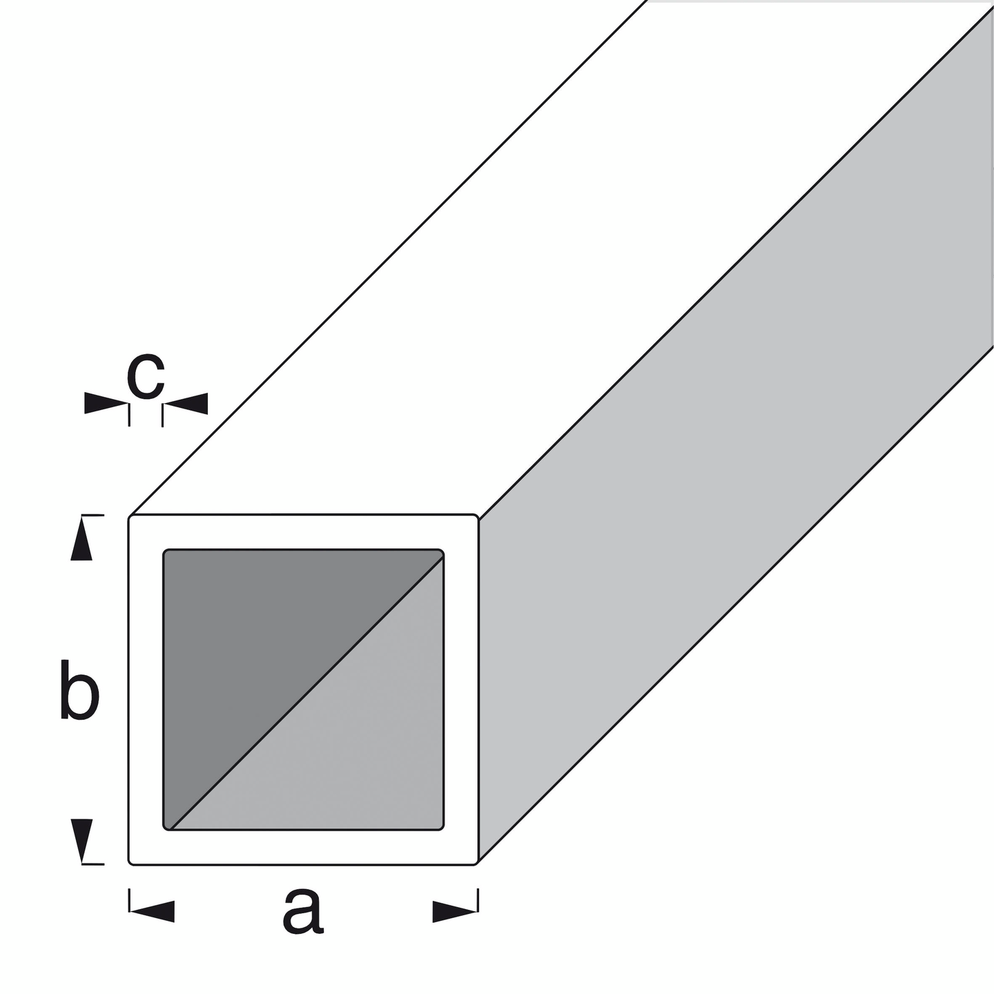 Neliöputki Alfer 20x20x1,5mm hopeaeloksoitu alumiini 2m