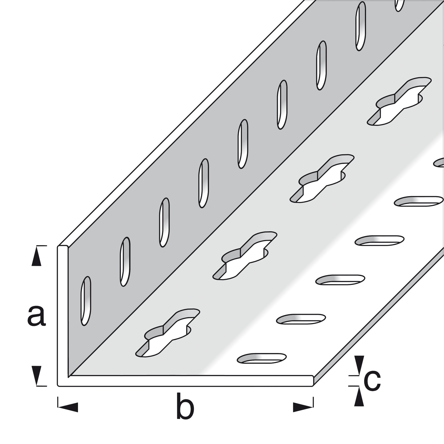 Kulmalista Alfer reiällinen 23,5x43,5x1,2mm galvanoitu teräs 2,5m
