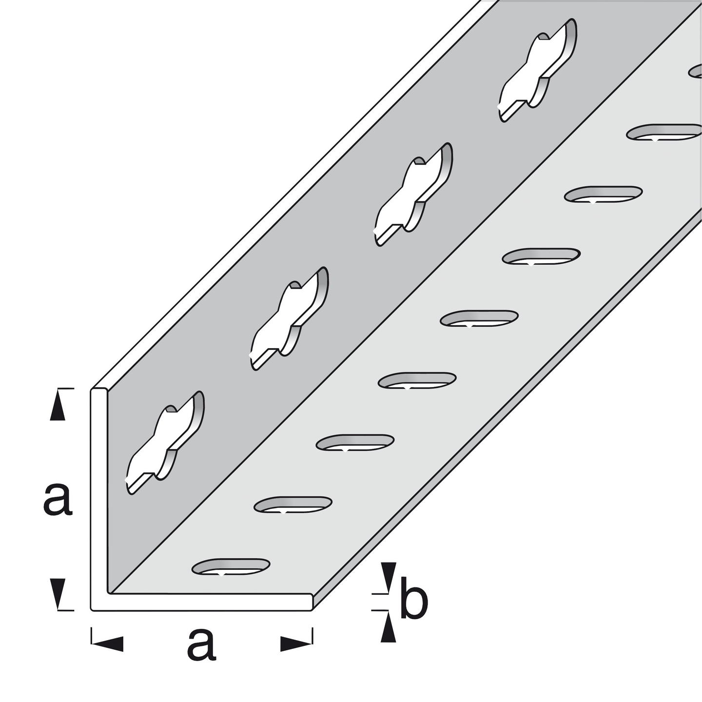 Kulmalista Alfer reiällinen 35,5x35,5x1,5mm galvanoitu teräs 2,5m