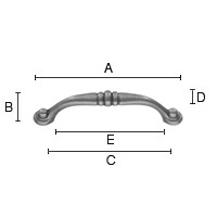 Kalustevedin Beslagsboden B543 96mm tinattu messinki