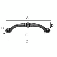 Kalustevedin Beslagsboden B542 96mm antiikkimessinki