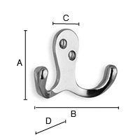 Kaksoiskoukku Beslagsboden 44mm BK246 kromi
