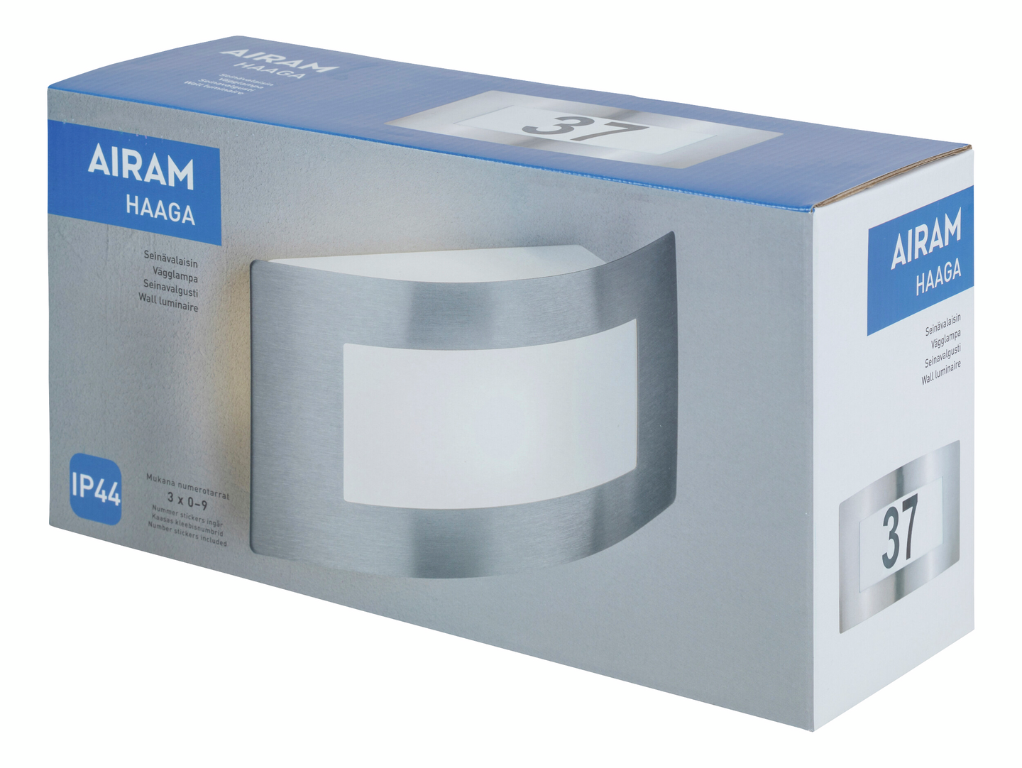 Numerovalaisin Airam Haaga IP44 E27 PCO ruostumaton teräs