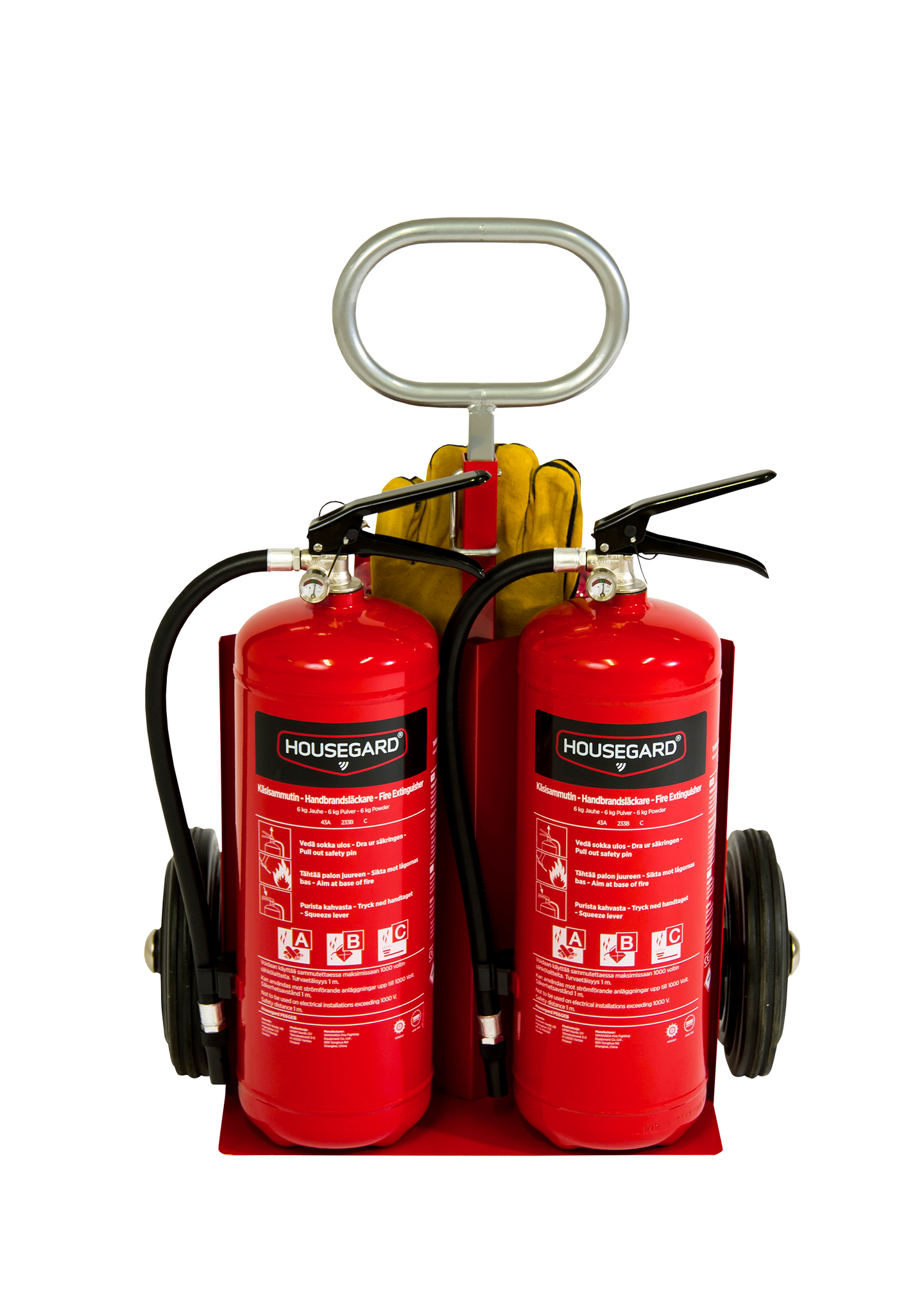 Tulityövaunu Housegard sis. 2 x 6kg sammutin, palopeite ja käsineet