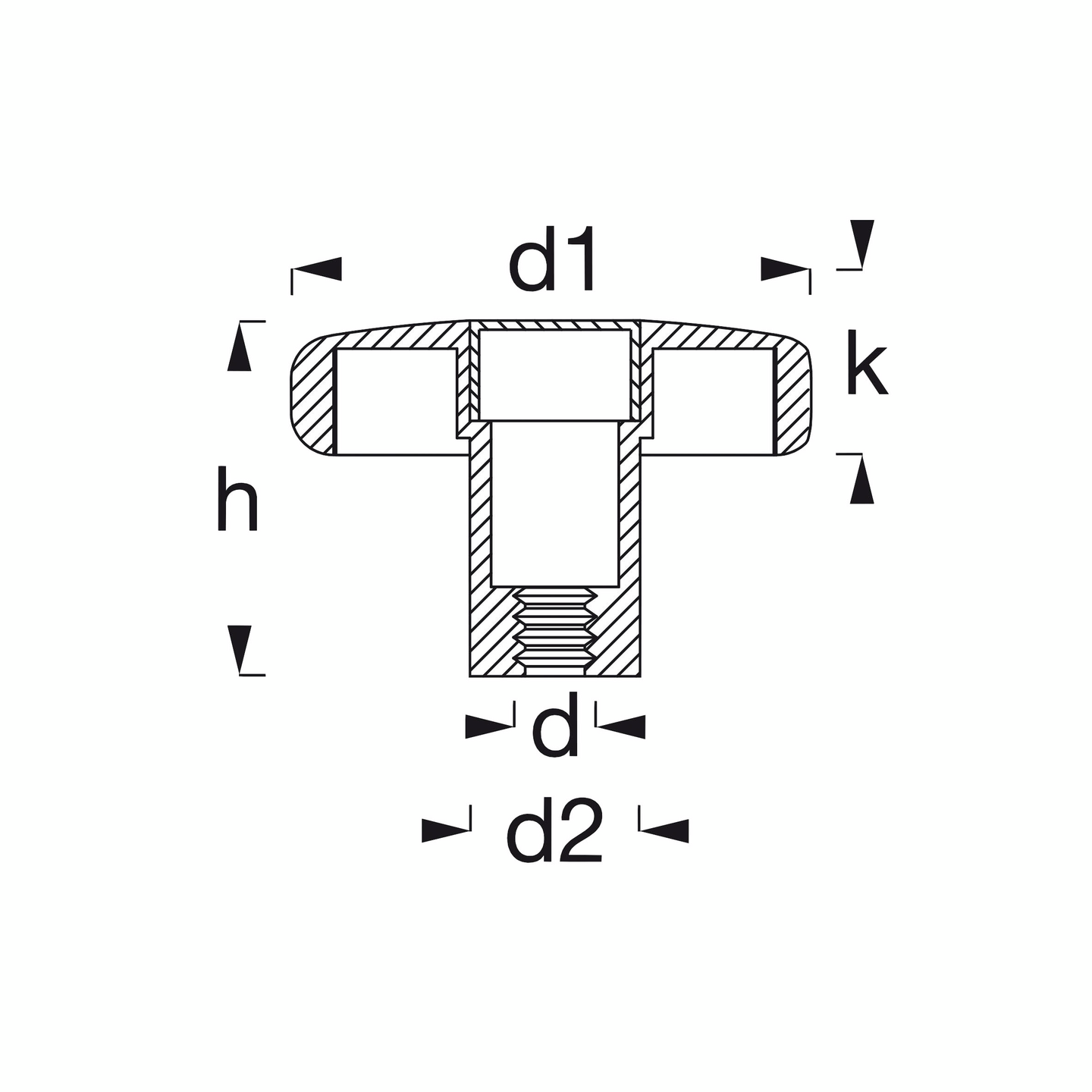 Käsipyörä M8 Alfer musta PA-muovia