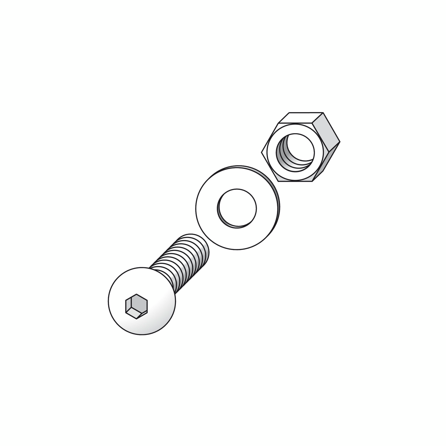 Ovaalipää ruuvisarja Alfer 16mm M6 galvanoitu teräs 20kpl