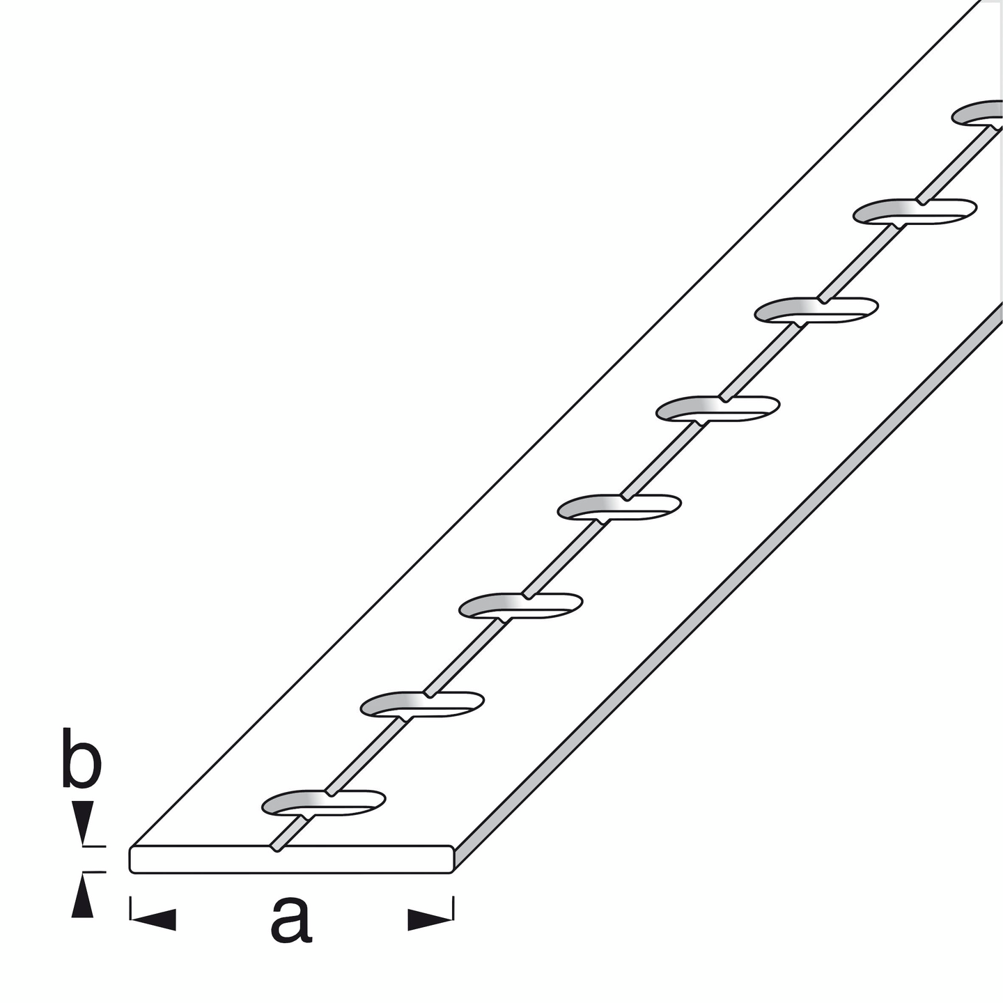 Lattalista Alfer reiällinen 23,5x2mm alumiini 1m
