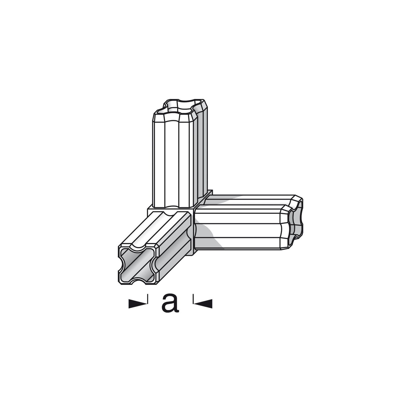 Kolmiokulmakiinnike Alfer 23,5mm musta muovi (PA) 1kpl