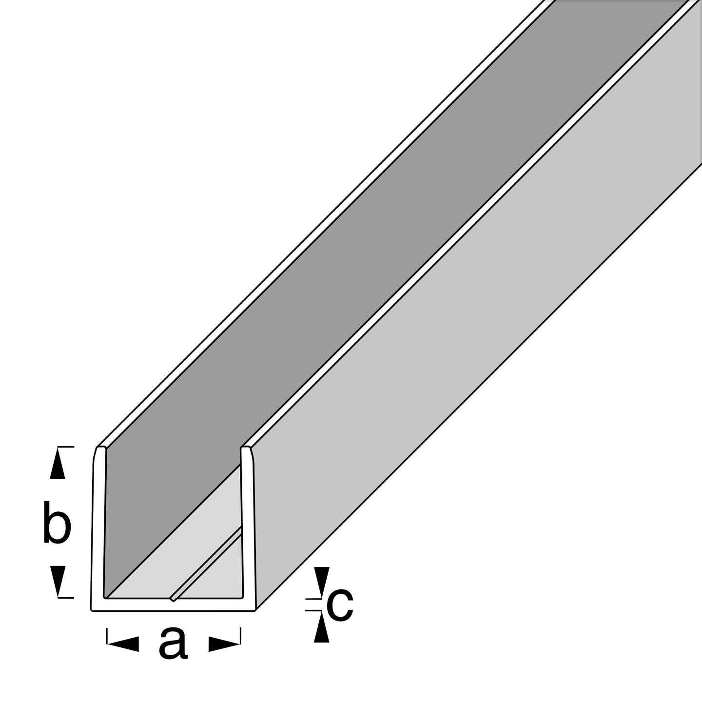 U-profiili Alfer clampline 15,9x18x1,5mm eloksoitu alumiini 2m