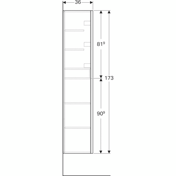 Korkea kaappi Geberit Acanto L38 K173 S36cm hiekanharmaa