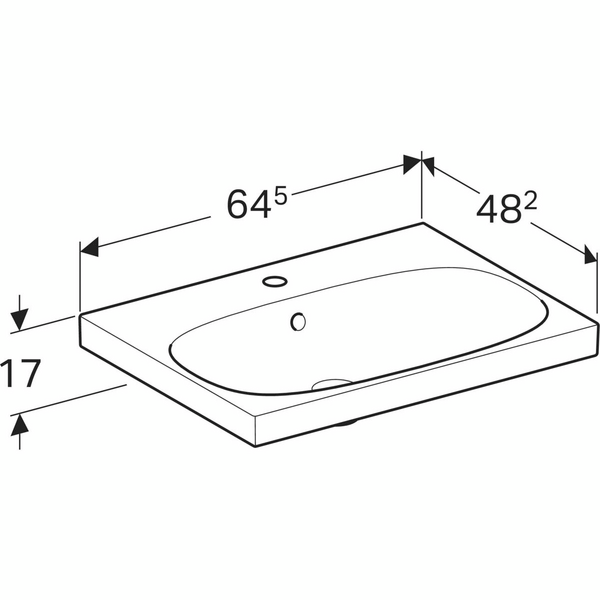 Pesuallas Geberit Acanto L65 S48,2cm hanareikä ylivuotoaukko