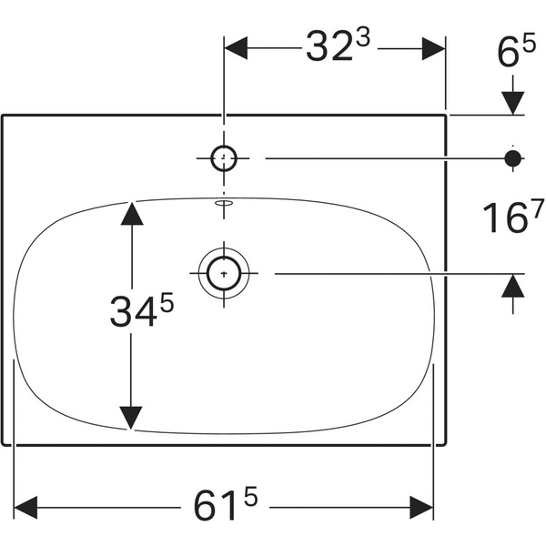 Pesuallas Geberit Acanto L65 S48,2cm hanareikä ylivuotoaukko