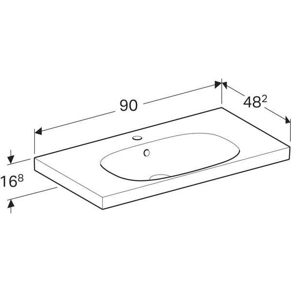Pesuallas Geberit Acanto L90 S48,2cm hanareikä ylivuotoaukko