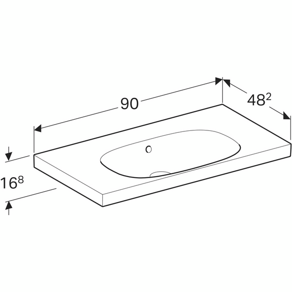 Pesuallas Geberit Acanto L90 S48,2cm ylivuotoaukko Keratect