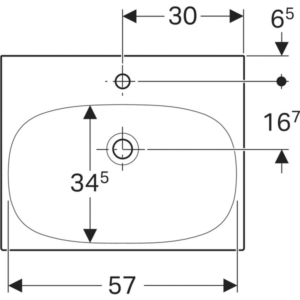 Pesuallas Geberit Acanto L60 S48,2cm hanareikä piilotettu ylivuoto