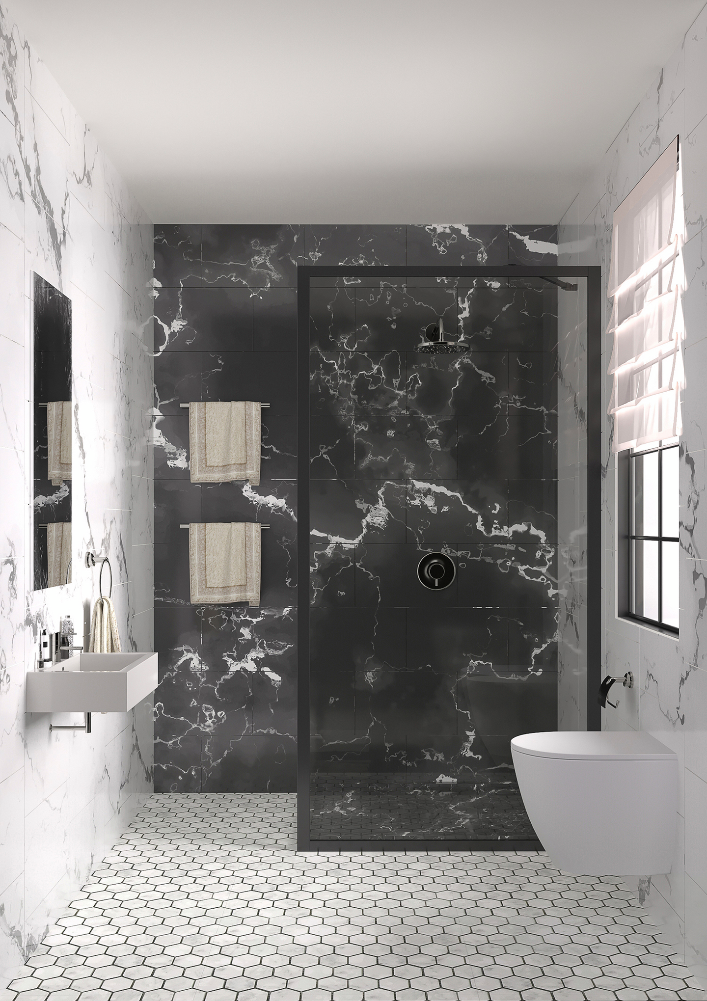 Suihkuseinä Bläk 731 New York kiinteä 697x1950mm musta