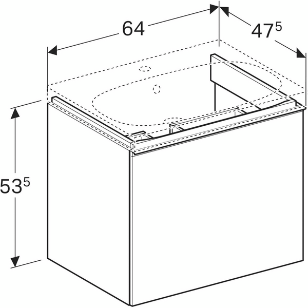 Allaskaappi Geberit Acanto L64 K53,5 S47,5cm musta
