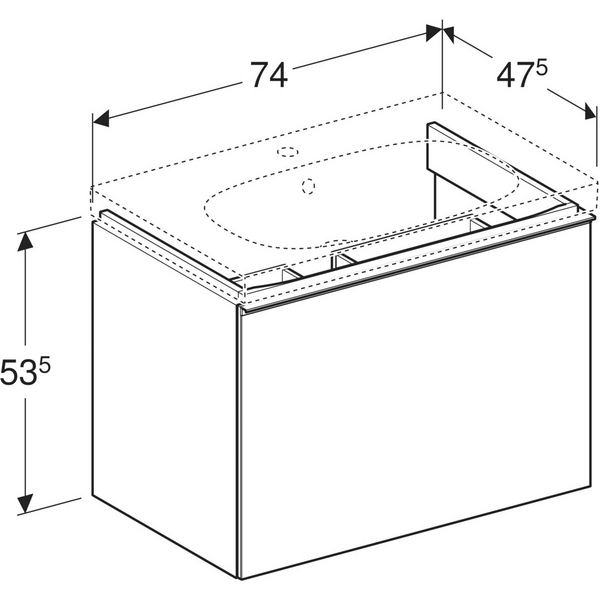 Allaskaappi Geberit Acanto L74 K53,5 S47,5cm hiekanharmaa