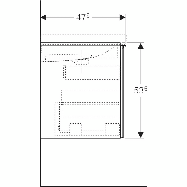 Allaskaappi Geberit Acanto L89 K53,5 S47,5cm hiekanharmaa