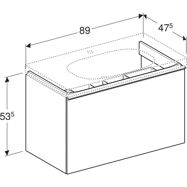 Allaskaappi Geberit Acanto L89 K53,5 S47,5cm musta