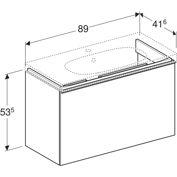 Allaskaappi Geberit Acanto L89 K53,5 S41,6cm hiekanharmaa