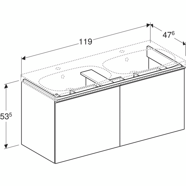Allaskaappi Geberit Acanto L119 K53,5 S47,6cm hiekanharmaa