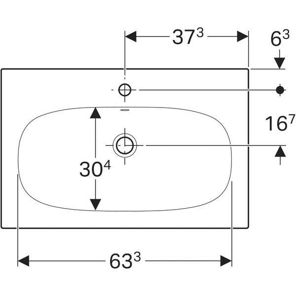 Tasoallas Geberit Acanto L75 S48cm hanareikä ylivuotoaukko Keratect