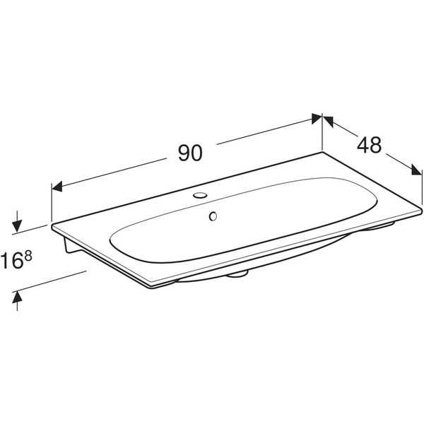 Tasoallas Geberit Acanto L90 S48cm hanareikä ylivuotoaukko Keratect