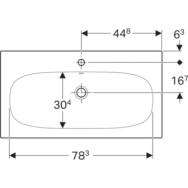 Tasoallas Geberit Acanto L90 S48cm hanareikä ylivuotoaukko Keratect