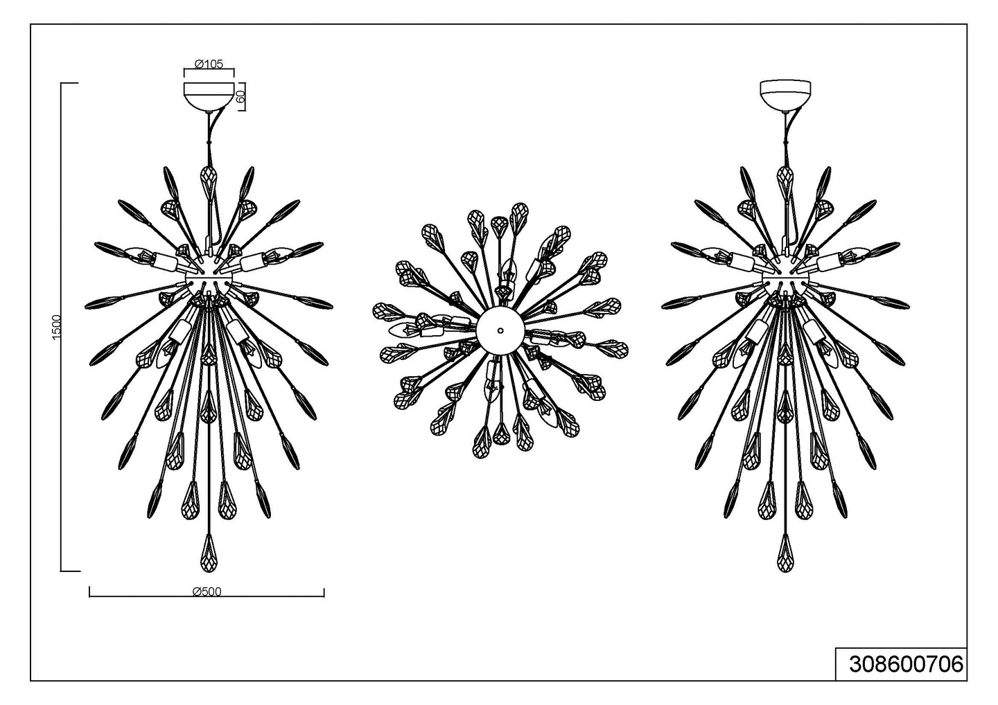 Riippuvalaisin TRIO Minsk E14 kromi