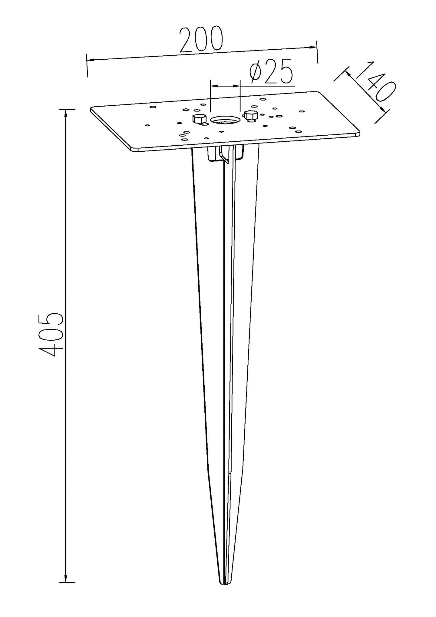 Maatuki Led Energie 200x140x405mm piikillä sinkitty