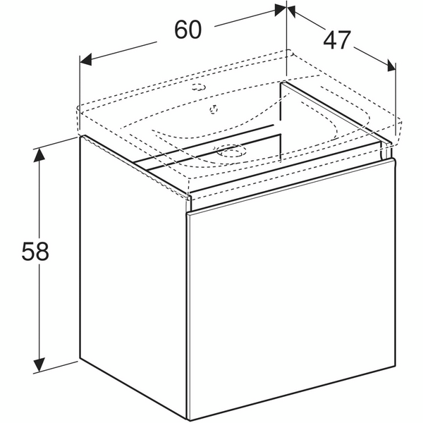 Allaskaappi IDO Light L60 K58 S47cm vetolaatikolla valkoinen