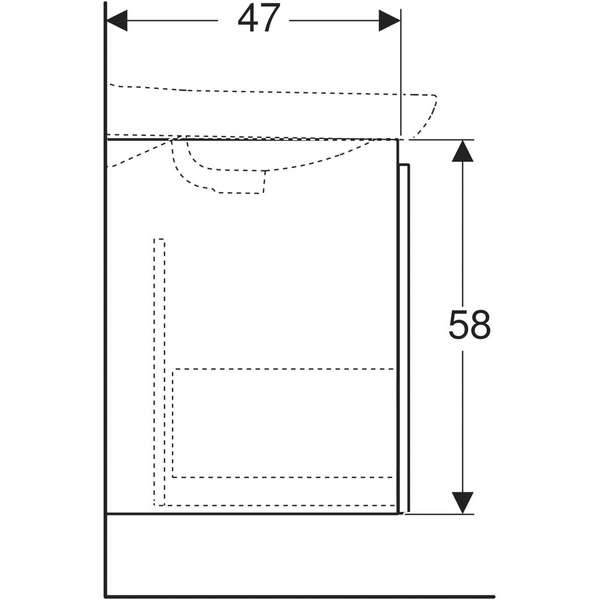 Allaskaappi IDO Light L60 K58 S47cm vetolaatikolla valkoinen