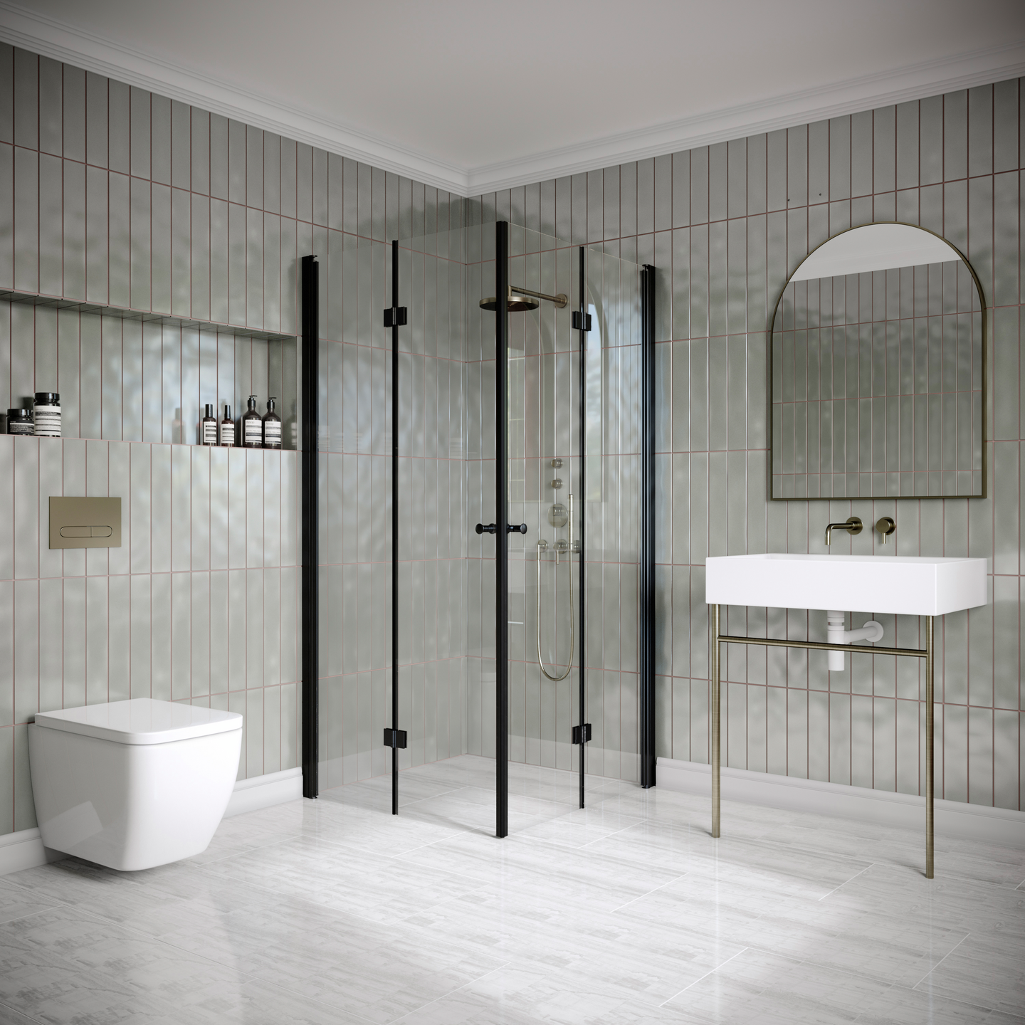 Suihkunurkka Classic 150 taittuvilla ovilla 895x895x1900mm musta/kirkas