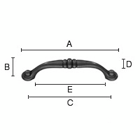 Kalustevedin Beslagsboden BB542 96mm musta