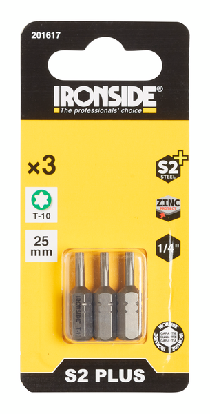 SKRUVBIT IRONSIDE TORX10 25MM 3 DEL
