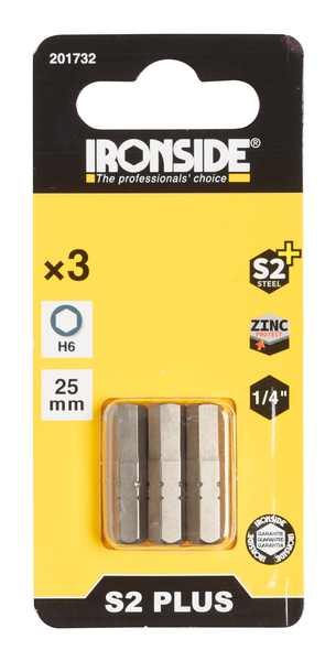 SKRUVBIT HEX6 25MM 3DEL IRONSIDE