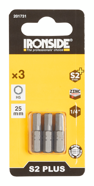 SKRUVBIT HEX5 25MM 3DEL IRONSIDE