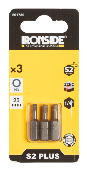SKRUVBIT HEX3 25MM 3DEL IRONSIDE