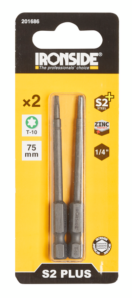 SKRUVBIT IRONSIDE TORX10 75MM 2 DEL