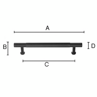Kalustevedin Beslagsboden BB6361 128mm musta/pyälletty