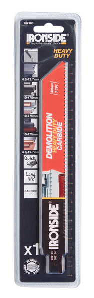 Puukkosahanterä Ironside demolition karbiidi Heavy Duty 202183 7h 228mm