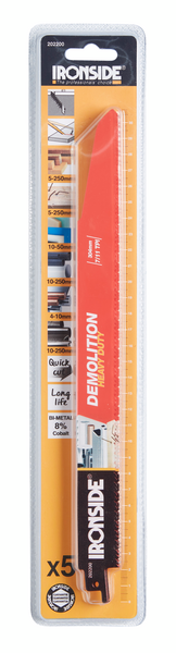 Puukkosahanterä Ironside demolition Heavy Duty 5kpl 202200 7/11h 304mm