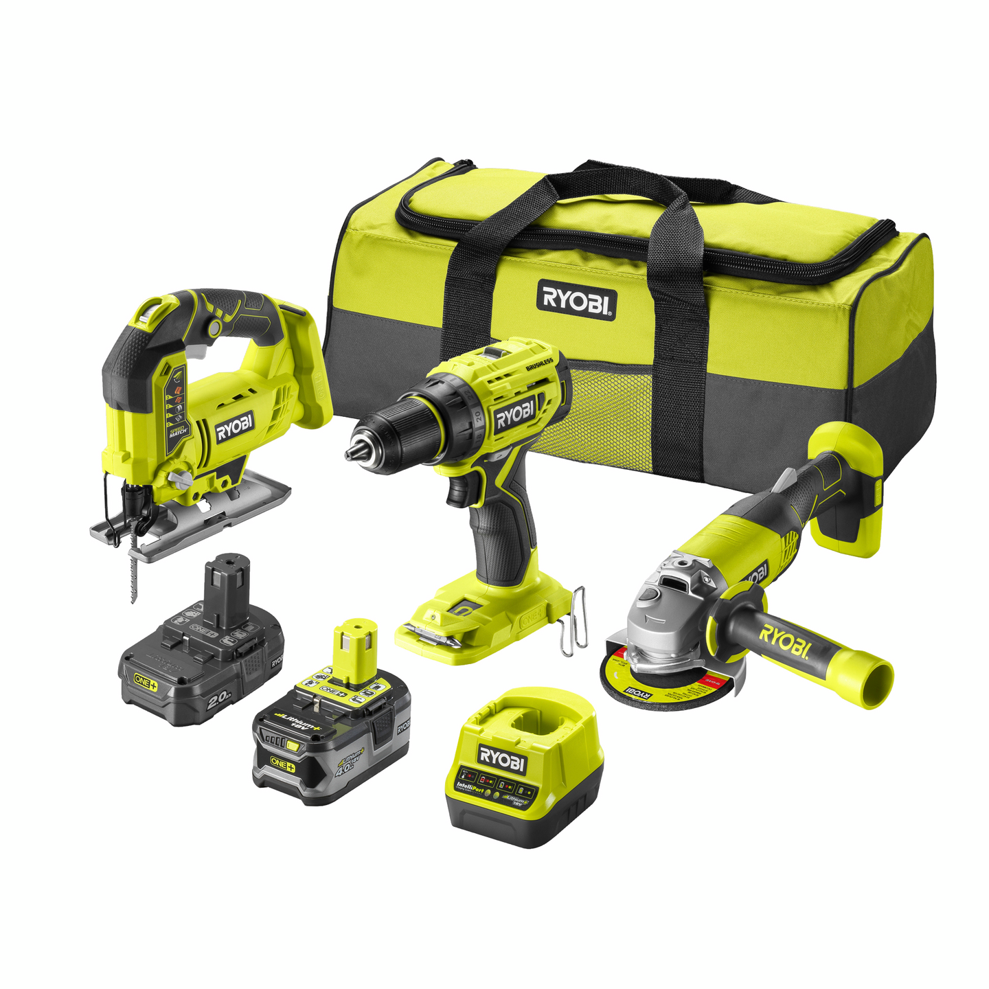 Akkukonesetti Ryobi 18V ONE+ RCK183A-242S 2,0+4,0Ah