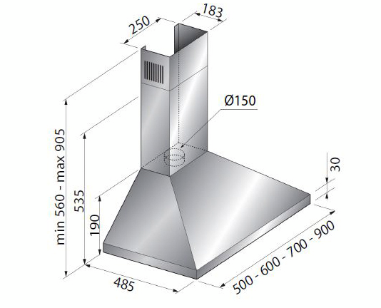 Liesituuletin Thermex Camino Eco II 60cm rst sisäinen moottori