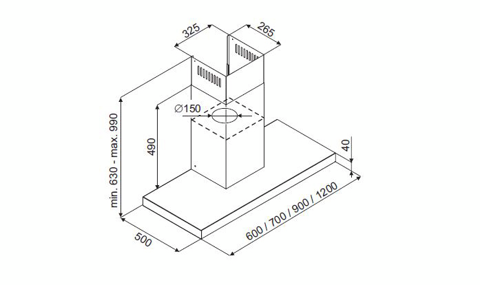 Liesituuletin Thermex Harwich II 60cm rst sisäinen moottori