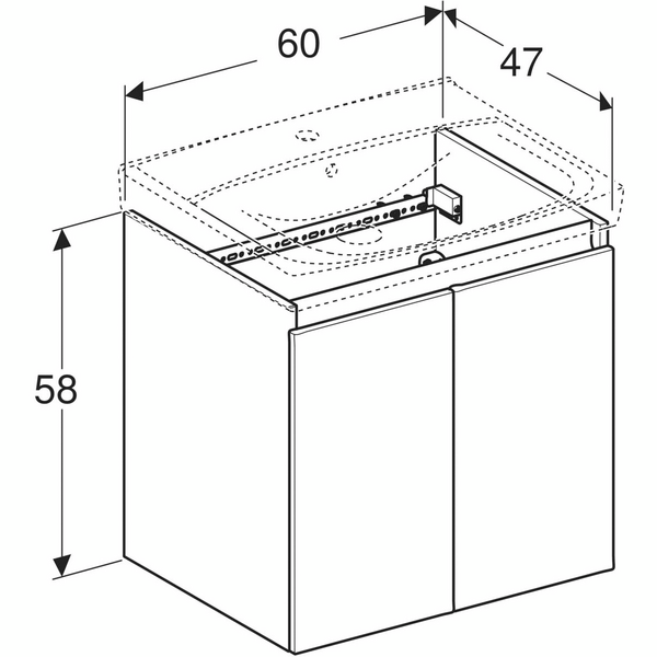 Allaskaappi IDO Light L60 K58 S47cm kahdella ovella valkoinen