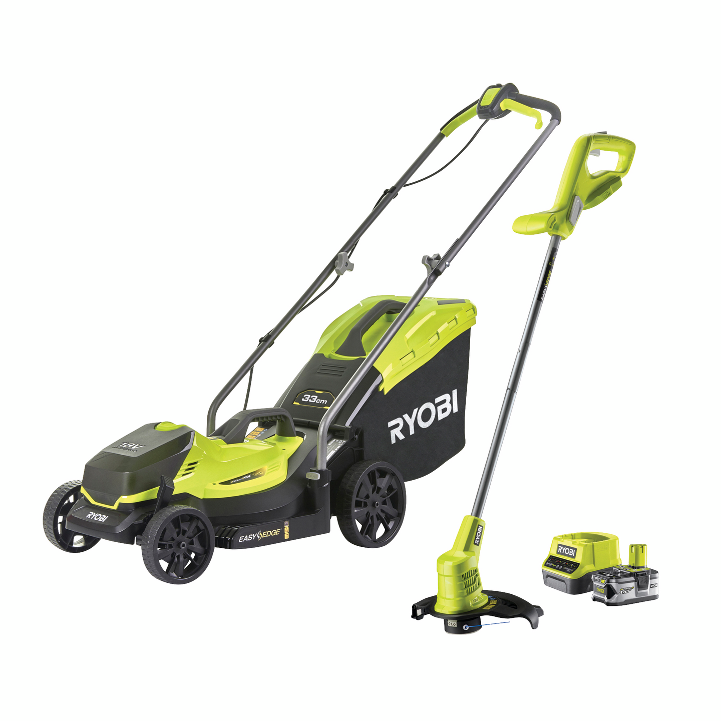 Puutarhakonesetti Ryobi RLM1833BLT1825M 18V ONE+ 1x4,0Ah