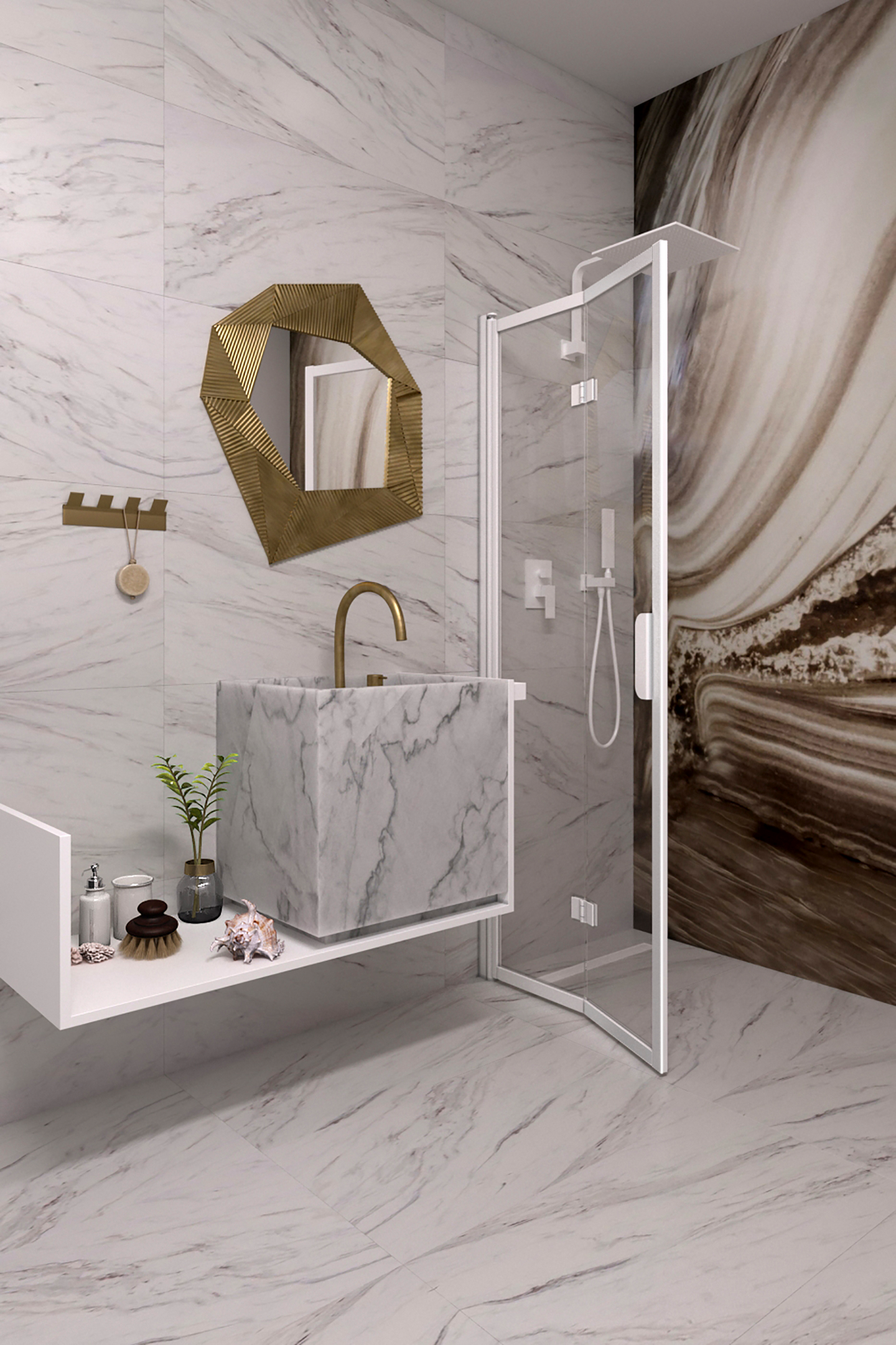 Suihkuseinä Bläk 881 New York taittuva 680x1950mm valkoinen